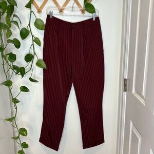 FOREVER 21 Burgundy Pinstriped Trouser Pants.